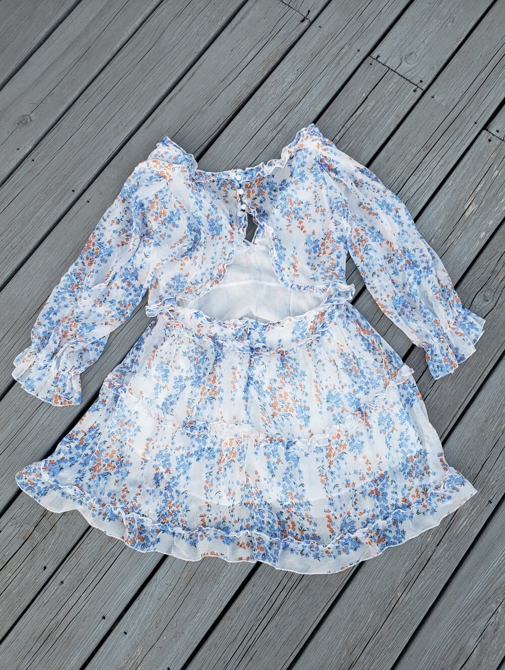 Floral Ruffled Mini Dress - Size Medium - Picture 2 of 11